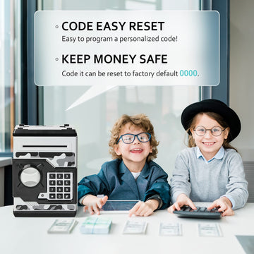 Atm Piggy Bank For Boys Girls, Vcertcpl Mini Atm Coin Bank Money Saving Box With Password, Kids Safe Money Jar For Adults With Auto Grab Bill Slot, Great Gift Toy Bank For Kids(Camouflage Gray)