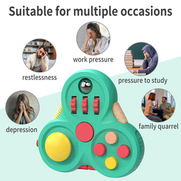 Yrissmiss Fidget Toys Adults,Fidget Pad Fidgets,Autism Figette Cubes,Cool Fidget Clicker Controller Desk Toys,Anxiety Relief Stress Adhd Toys,Sensory Fidget Cubes Gifts For Kids Teens Boys(Green)