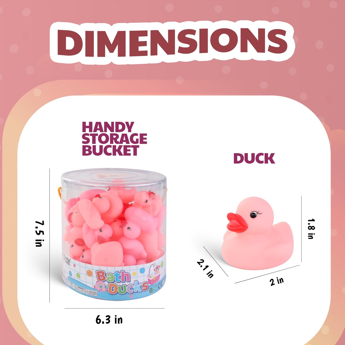 36 Pieces Classic Rubber Duck Bath Toys - No Holes Bpa Free Floating Duckies For Boys Baby Shower, Party Favors, Kids Gifts (Pink)