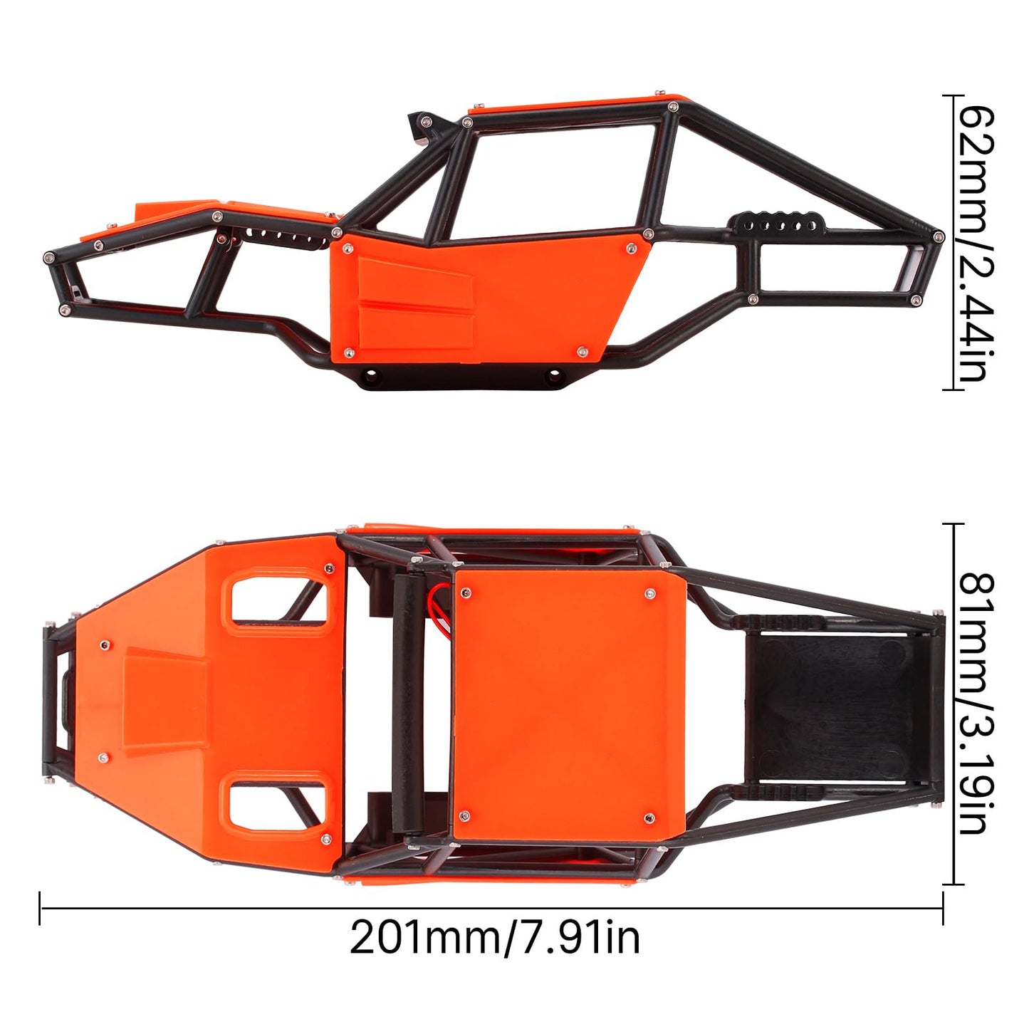 INJORA Rock Tarantula Nylon Buggy Body Shell Chassis Kit for TRX4M 1/18 RC Crawler Upgrade(Orange)