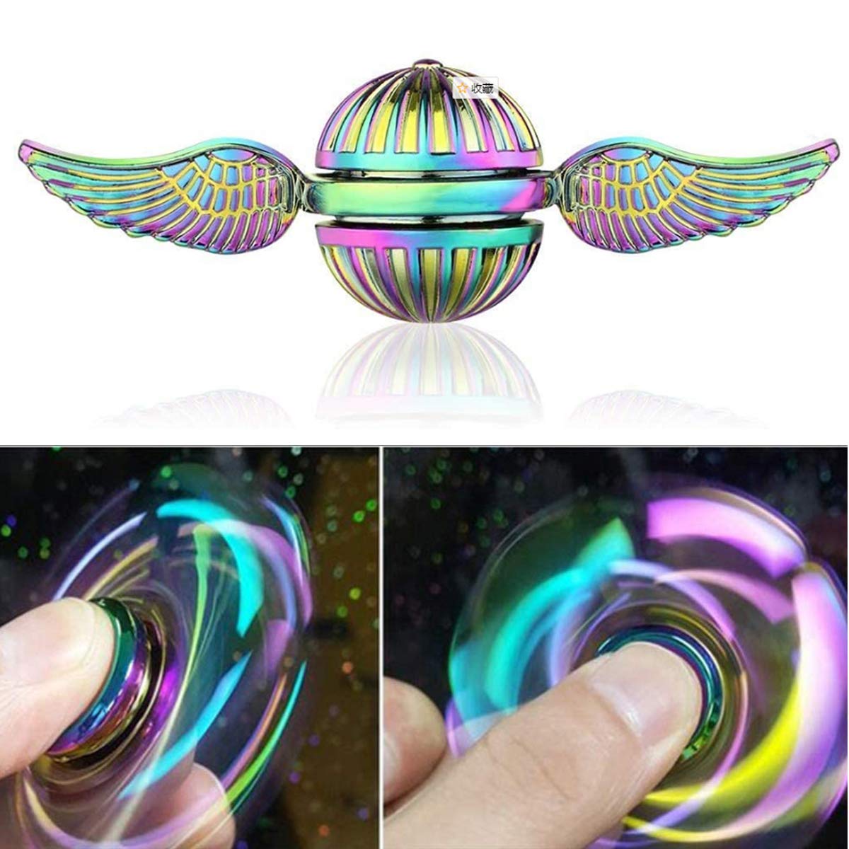 Rainbow Fidget Spinner Magic Orb Anxiety Toys Stress Relief Reducer Spin Fidgets Hand Bearing Tri Spinner Finger Spinners Toy Focus Long Spining Novelty Gift For Adults Kids