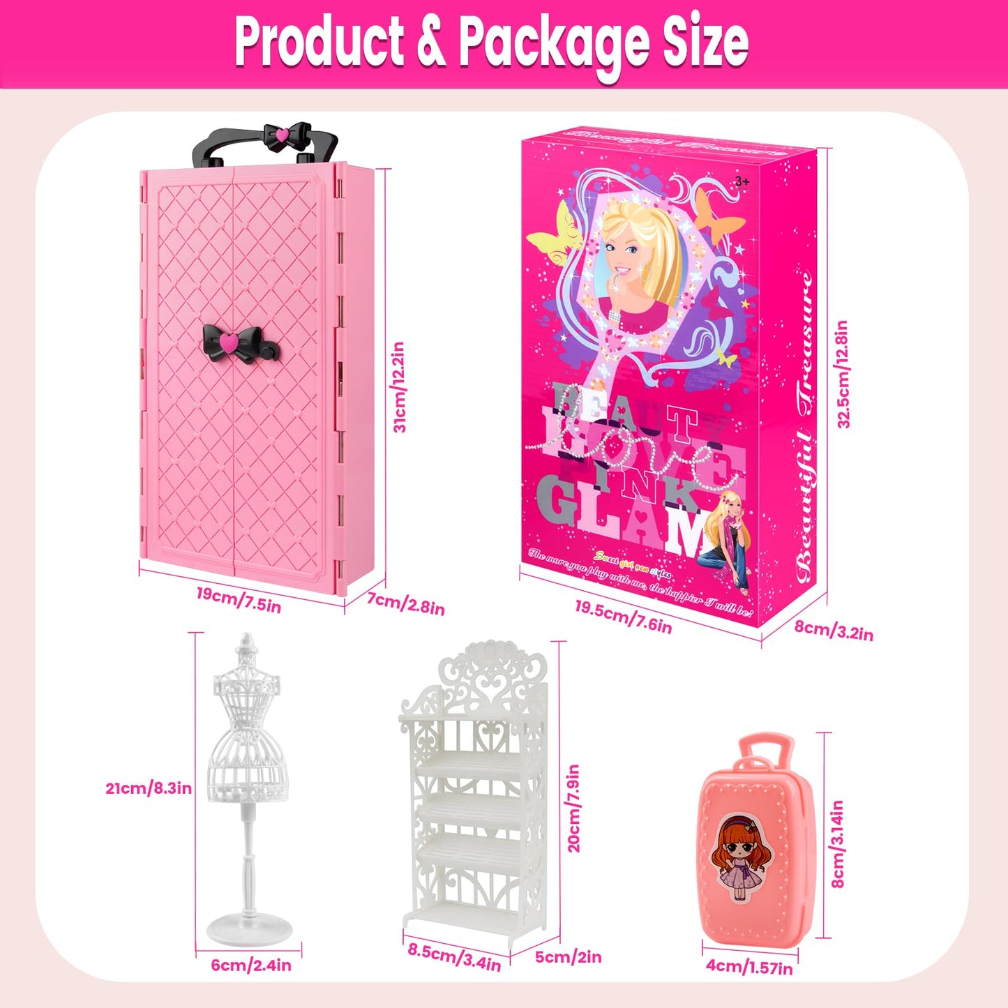 137 Pcs Doll Clothes And Accessories With Closet For 11.5 Inch Doll,Included Princess Dresses,Fashion Dresses,Casual Clothing,Sw