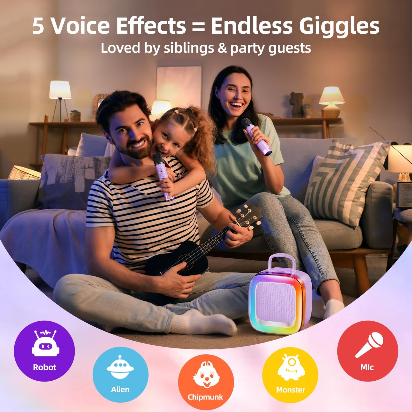 Kinglucky Kid-Friendly Design Karaoke Machine For Kids With 2 Microphones (2025 Upgrade) Gifts For Girls Most Popular 3-12 Year