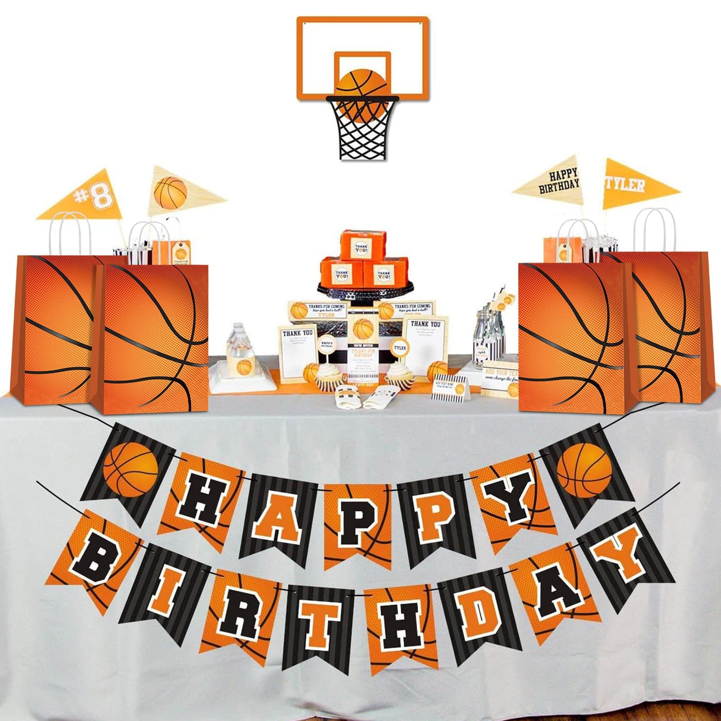 16 Pcs Basketball Gift Bags, Basketball Goodie Bags For Basketball Birthday Party Supplies, Basketball Bag For Kids Basketball,