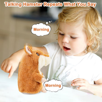 Qrooper Toddler Toys Talking Hamster Repeats What You Say Stuffed Animals Toys For Kids, Talking Toys For 2 3 Year Old Girl Boy,