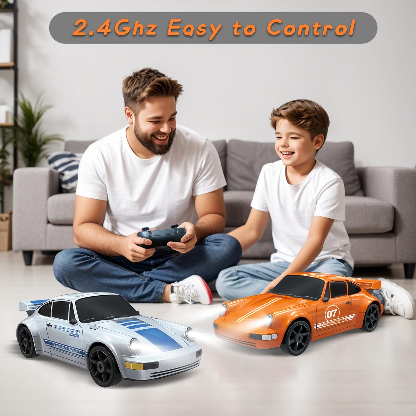 YUAN PLAN Remote Control Car RC Cars Toys for Boys, 1/24 2.4GHz 4WD RC Drift Car Racing Drift Hobby Racing Car Toys with Light R