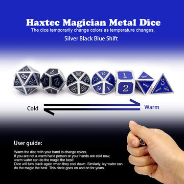Haxtec Heat Sensitive Metal DND Dice Set Color Changing Metal Dice Temperature Polyhedral D&D Dice for RPG Dungeons and Dragons-