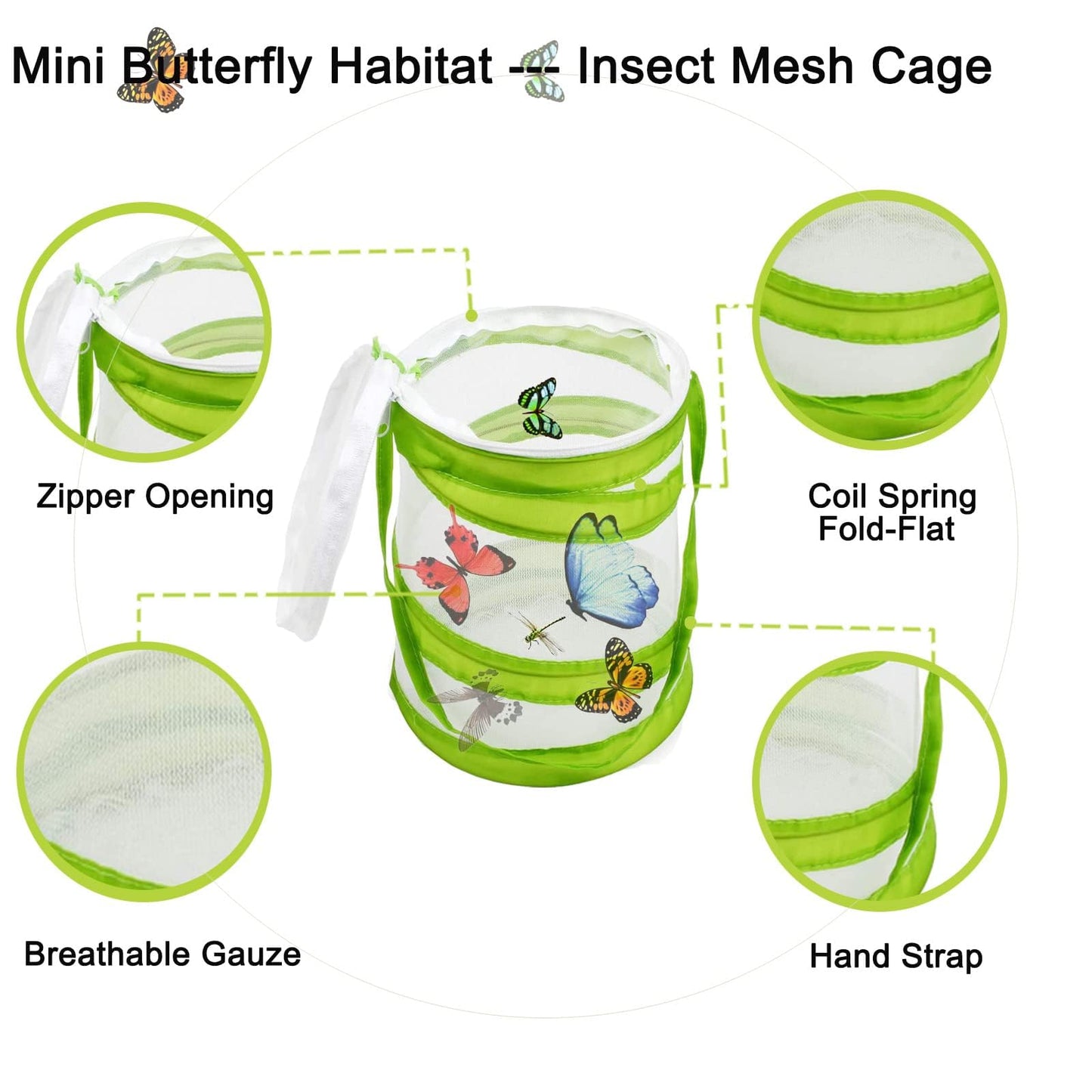 SEISSO Telescopic Butterfly Nets for Kids 3 Packs, Outdoor Explorer Catching Kits Including Catching Nets/Insect Mesh Cage/Tweez