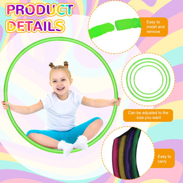 Shappy 6 Pcs Exercise Hoop Detachable Adjustable Plastic Toy Playground Toys Colored Hoop Circles For Teens Games Gymnastics Dog Agility Equipment Party Decor(28 Inch,Green)