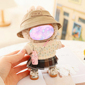 17cm Doll Clothes Set (No Doll), 5 Pieces Dress Outfit Set for 6.7inch Doll Suit, Fashion Chic Hat & Clothes Accessories for 1st