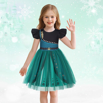 Henzworld Little Girls Costume Dress Up For Girls Princess Dress Tulle Tutu Short Flutter Sleeve Dresses Halloween Cosplay Theme