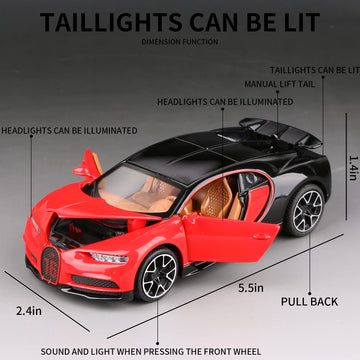 1:32 Bugatti Chiron zinc Alloy Pull Back Car Diecast Electronic Toys with Lights and Music,Decorative,Mini Vehicles Toys for Kid