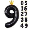 Gifloon Black Number 9 Balloon With Crown, Large Number Balloons 40 Inch, 9Th Birthday Party Decorations Supplies 9 Year Old Bir