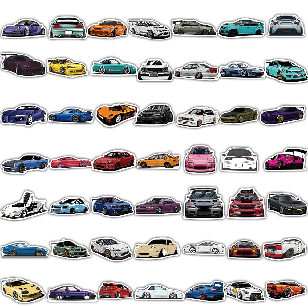 Dulefun 100Pcs Jdm Car Stickers, Racing Sport Car Stickers Vinyl Waterproof For Water Bottles Laptop Guitar Skateboard Scrapbook