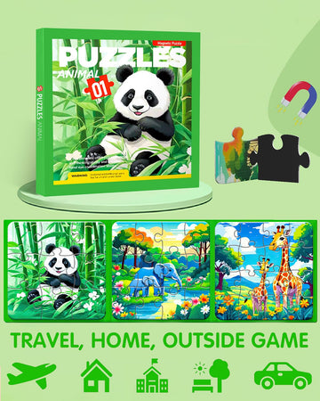 Magnetic Puzzles For Toddlers, Animal Forest Travel Puzzles Games For Kids Ages 3-5, Car Activities Toy For Boys Girls, Children