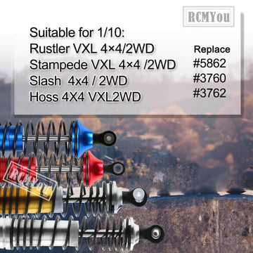 4PCS Aluminum Front Rear RC Shocks Upgrades Part for 1/10 Slash 2WD 4x4 Rustler 2WD 4X4 Stampede 2WD 4X4 Hoss 4X4 2WD Rally, Big