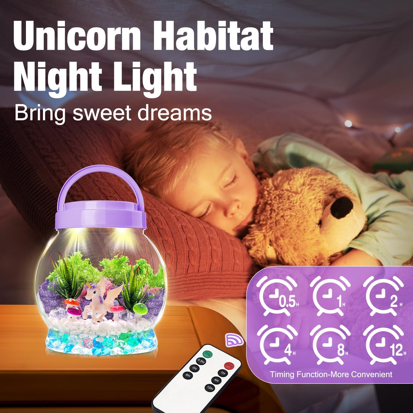 Light-Up Unicorn Terrarium Kit For Kids, Easter Gifts For Kids Girls, Diy Unciorns Toys Crafts For Girl 3, 4, 5, 6, 7, 8+Year Old Birthday Gifts