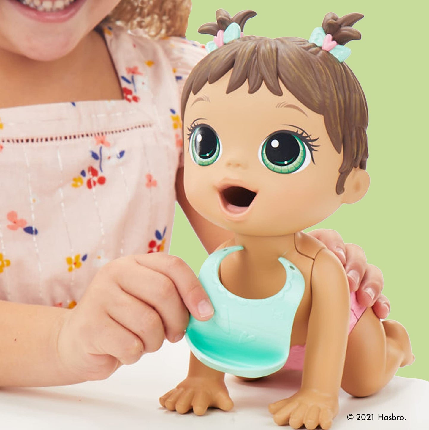 Baby Alive Lil Snacks Doll - 8-Inch Snack-Themed Baby Doll, Brown Hair, Eats and Poops, Model F2619, Toy for Kids Ages 3 and Up