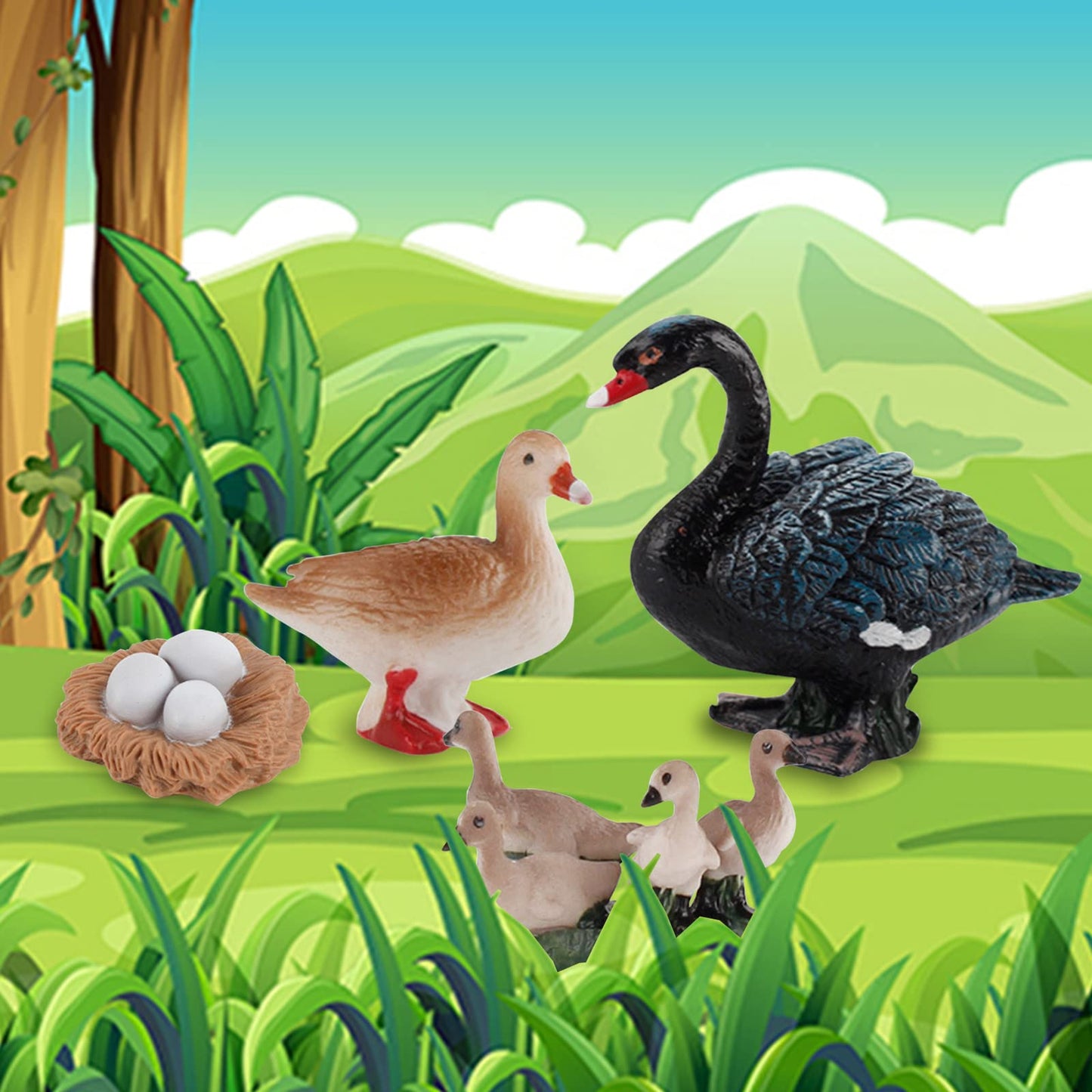 Life Cycle Of Swan Toys Black Geese Figurines Realistic Farm Animals Preschool Animals Figures Eduactional Project Diorama Model