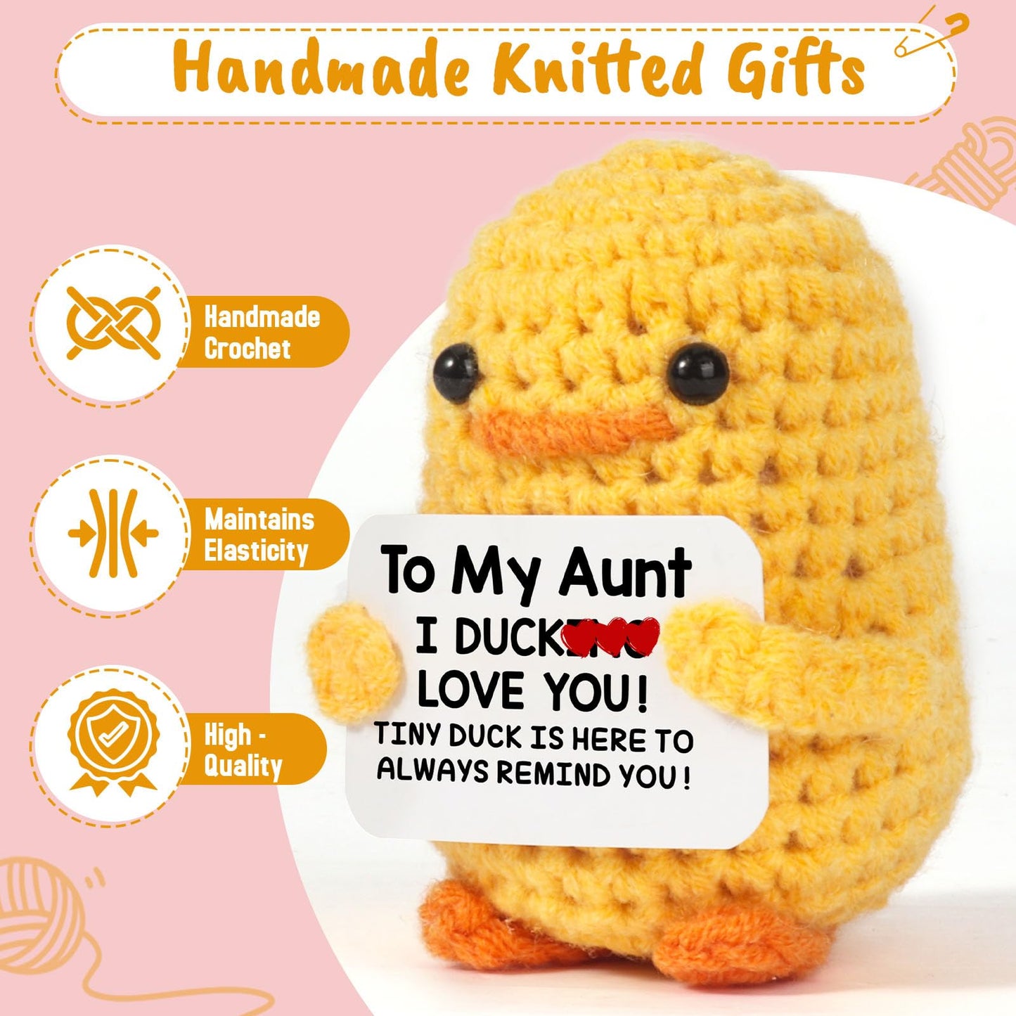 Mbl Funny Birthday Gifts For Aunt - To My Aunt, Handmade Crochet Small Cute Duck Doll For Aunt Auntie Birthday Mothers Day Chris