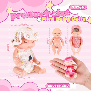 Hanaive 4 Pcs 4 Inch Mini Baby Dolls Lifelike Realistic Baby Dolls Animal Clothes Cute Tiny Babies Gifts For Kids Birthday Baby