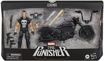 Marvel Legends The Punisher 6-Inch Action Figure with Motorcycle, Black, E86015X0, Includes 7 Accessories, Premium Design