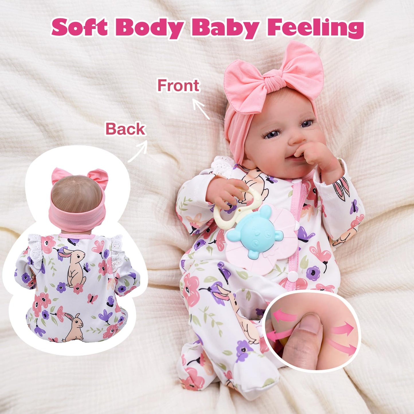 Babeside Lifelike Reborn Baby Dolls - Leen, 20-Inch Soft Body Realistic-Newborn Smile Baby Girl Doll Poseable Real Life Baby Dolls With Toy Accessories Set For Kids Age 3+