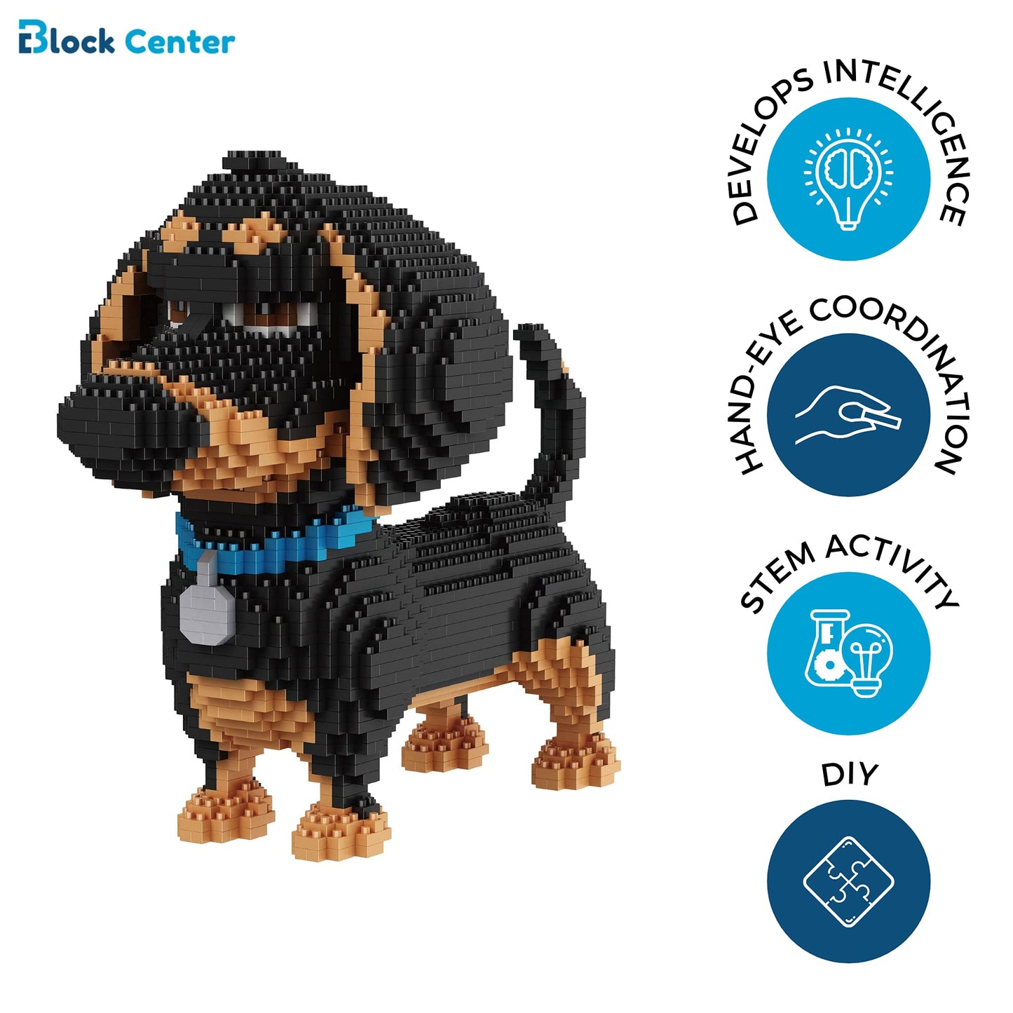 Block Center Dachshund Dog 2024 Edition 3D Puzzle 2100 Pieces Building Blocks Set - Mini Block Gift Kit For Kids And Adults (Dac