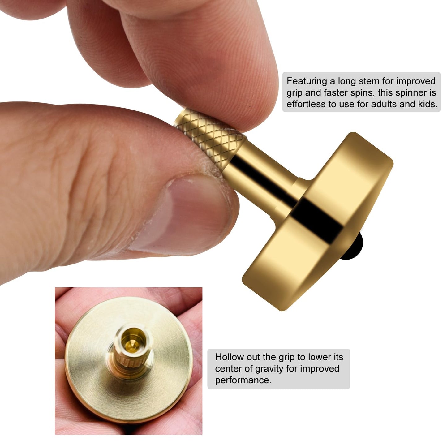 Djuiinostar Premium Brass Spinning Top: 5-11 Minutes, Lengthened Stem, Easy To Twirl For Kids And Adults, Cnc Machined, Great Time Killer, Edc Fidget Toy Dst-805