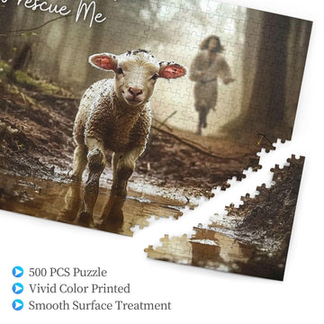 Christian Jigsaw Puzzle for Adults 500 Pieces Vintage Sheep Jesus Religious Puzzles Scripture Bible Inspirational Wooden Puzzle
