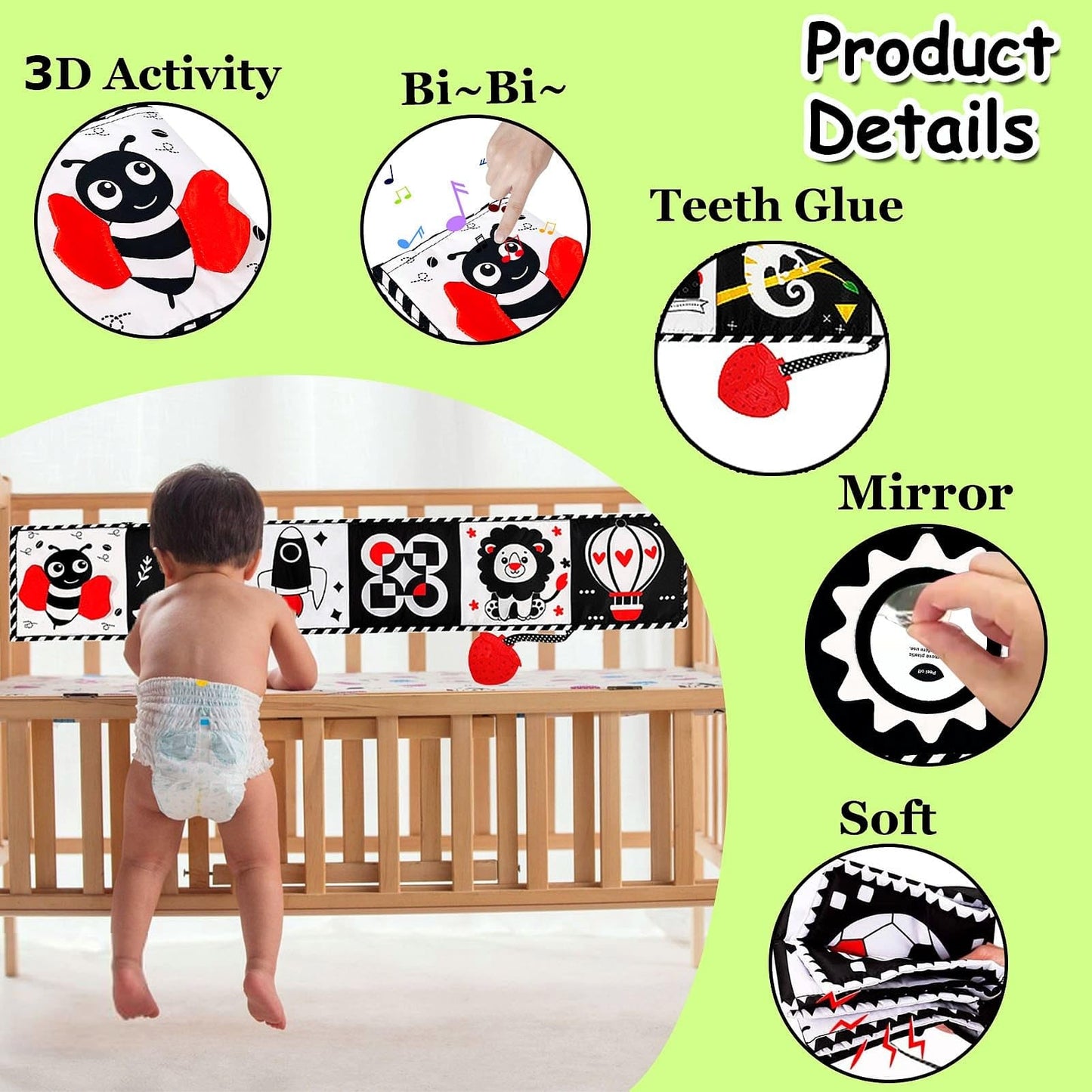 Black And White Baby Toys - High Contrast Baby Toys For Newborn Infant Montessori Sensory Toys 0-3 Months Developmental Toys Tum