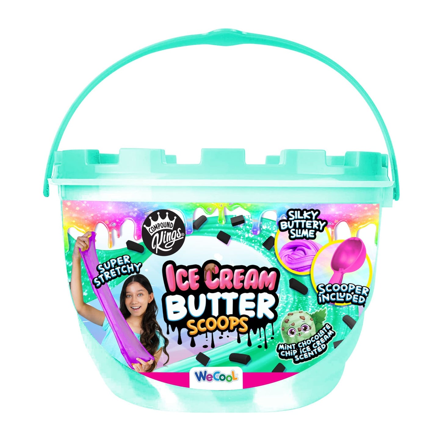 Compound Kings Ice Cream Butter Fluffy Cloudz Compound Bucket For Girls & Boys | Sensory Toys | Non-Sticky | Stress Relieving Tactile | (Strawberry Shortcake) Strawberry Shortcake (Green Mint)