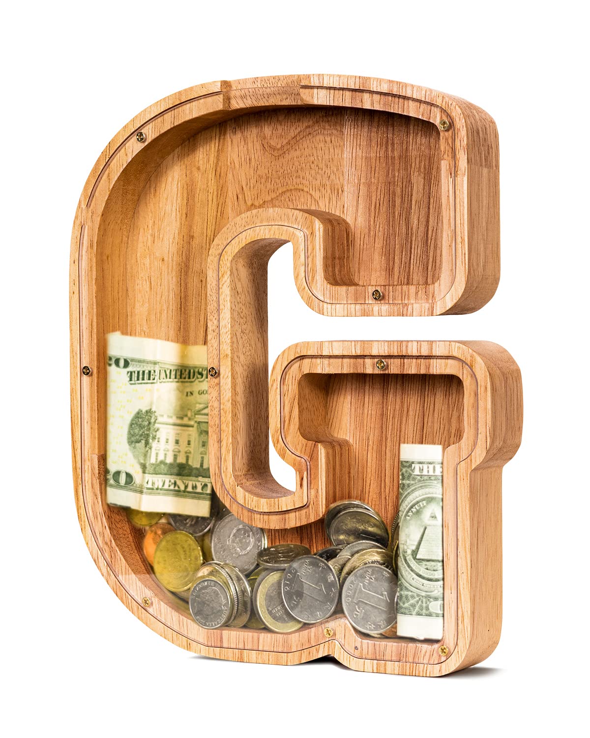 Summidate Wooden Letter Piggy Bank| Piggy Bank For Boys Girls Toddler| Alphabet G Money Bank| Coin Bank Birthday Gift For Kids|2024 Graduation Money Box (G)