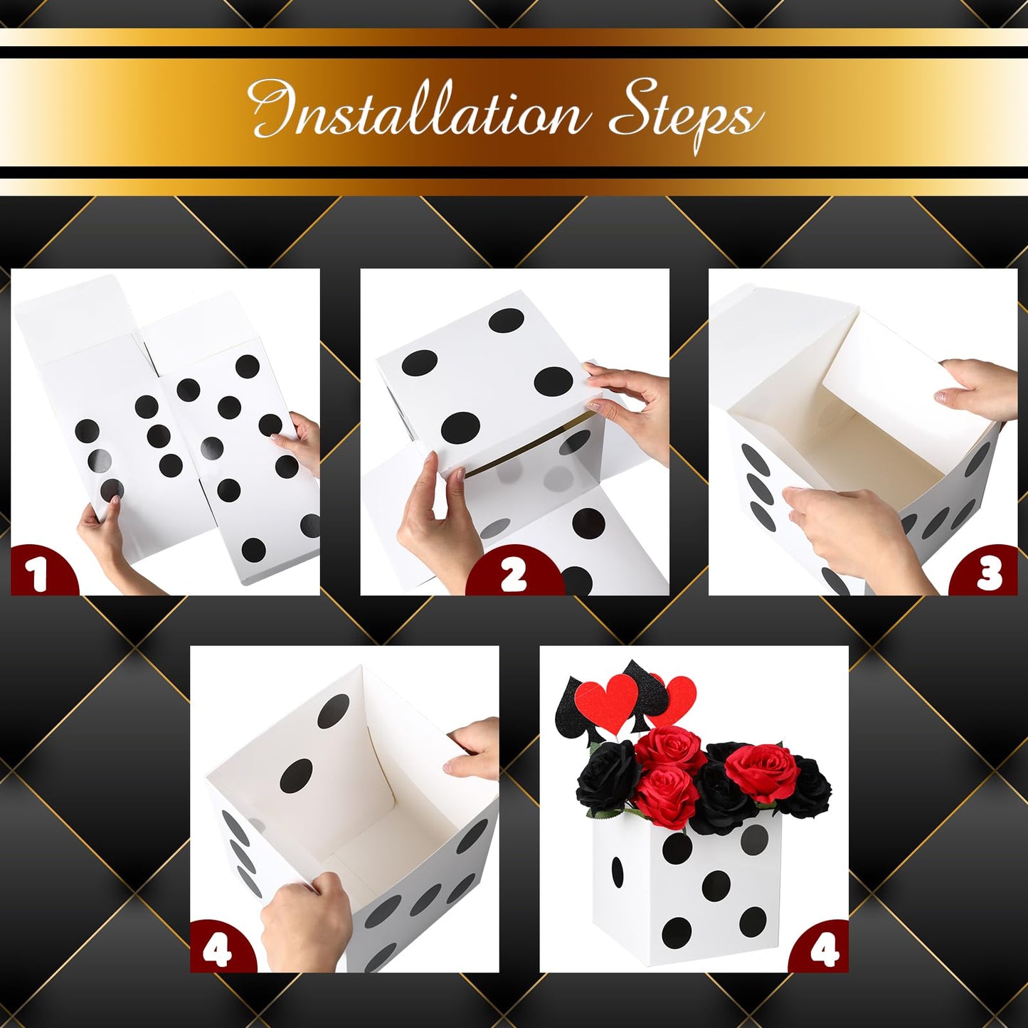 Sinmoe 6 Pcs Dice Favor Boxes Bulk 7 X 7 X 7 Inches Casino Themed Party Birthday Supplies Three Dimensional Dice Decor For New Y