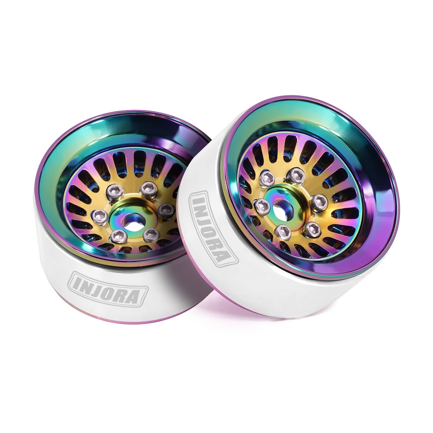 INJORA CNC Aluminium 1.0'' Beadlock Wheel Rim for 1/18 1/24 RC Crawler (Full Color)