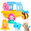 Oriate 6Pcs Fairy Princess Bath Toys For Girls, Silicone Finger Puppet And Boat, Mermaid, Princess, Bee, Whale, Unicorn For Toddlers Kids 1-3