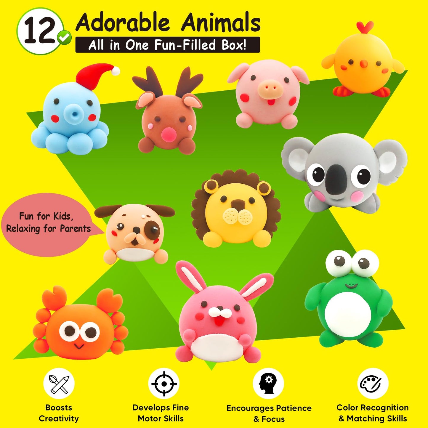 Air Dry Clay Kit for Kids - 12 Portable Packs, Soft & Mess-Free Clay with Tools & Tutorials - Birthday Gift for Girls Ages 3, 4,