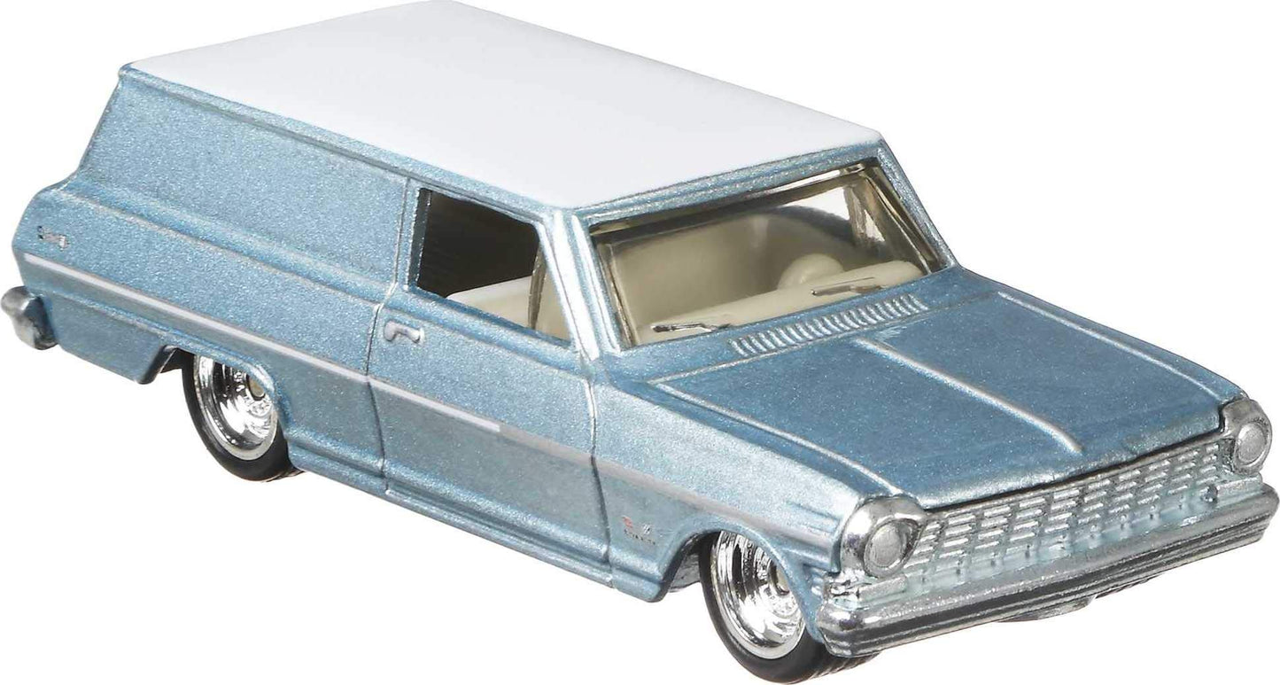 1964 Chevrolet Nova Panel Light Blue Metallic with White Top Fast Wagons Series Diecast Model Car by Hot Wheels