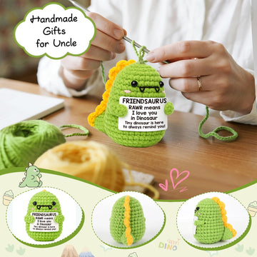 OCCdesign Mini for Women Christmas Birthday I Love You Friendsaurus Handmade Positive Crochet Dinosaur for Friendship Chrismas I