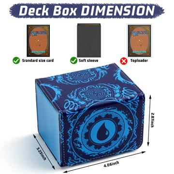 Deck Box for MTG Cards Trading Commander Deck Case Holds 120+ Sleeved Cards PU Leather Magnetic Collectible Card Storage Box Fits for TCG Magic Card (Blue)