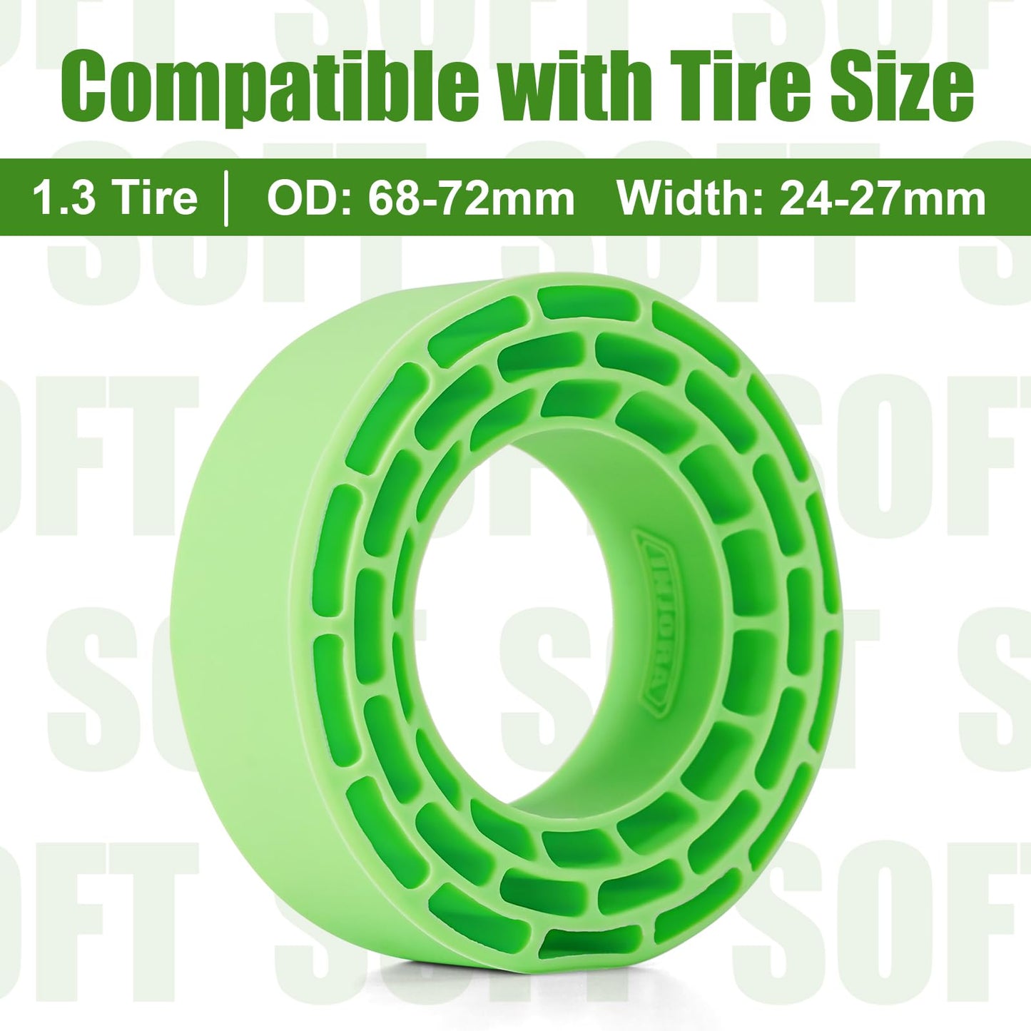 INJORA Silicone Rubber Inserts for 68-72mm 1.3'' Tires, 4pcs (Green)