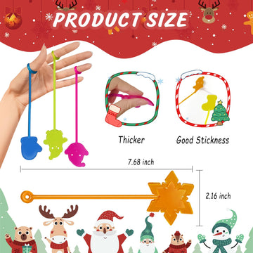 Christmas Sticky Hands Bulk 42PCS Christmas Party Favors for Kids Stocking Stuffers for Kids Stretchy Sticky Hand Toy Goodie Bag