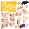 Wooden Train Track Set 53pcs Wood Train Tracks Accessories Expansion Pack fits Melissa and Doug, fits Brio, fits Thomas, Montess