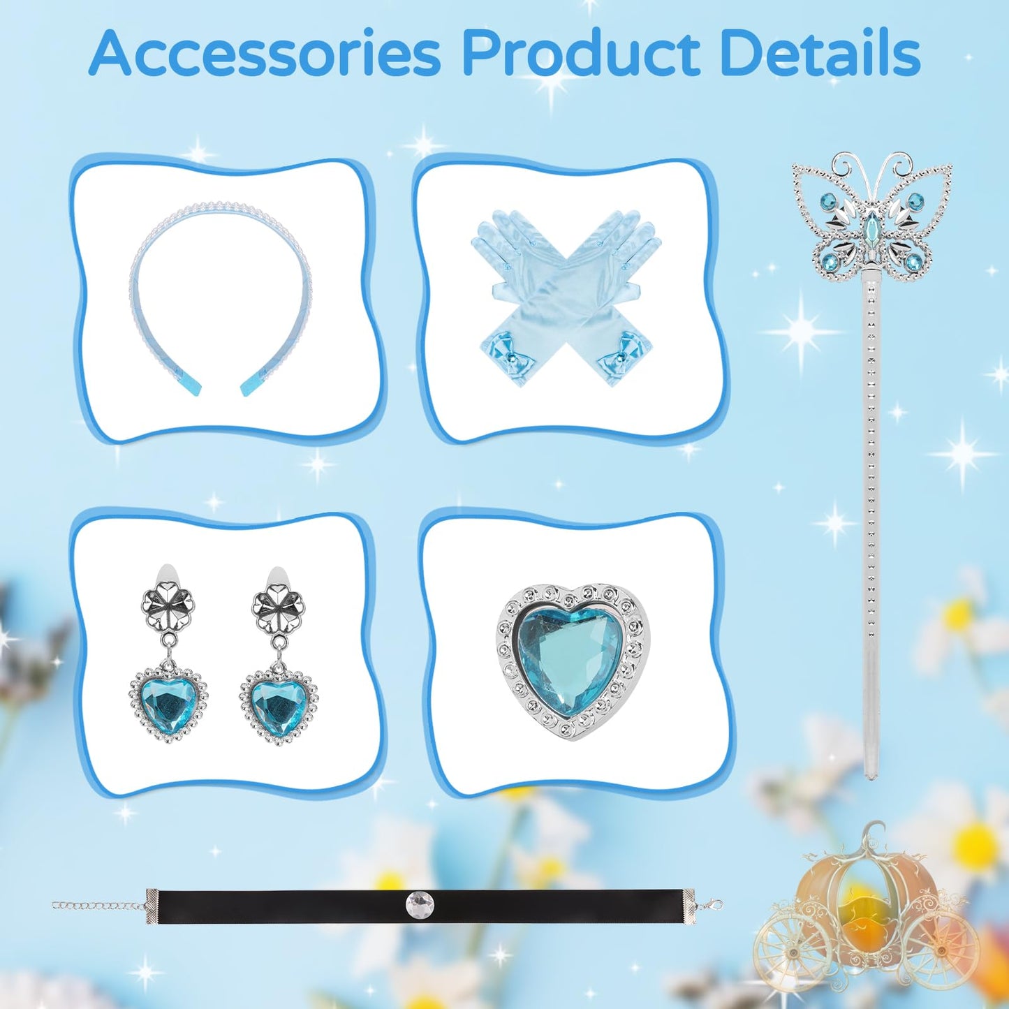 Cinderella Princess Dresses For Girls Halloween Carnival Costume For Little Girls Toddler Outfit Age 3-8 (3-4 Years)