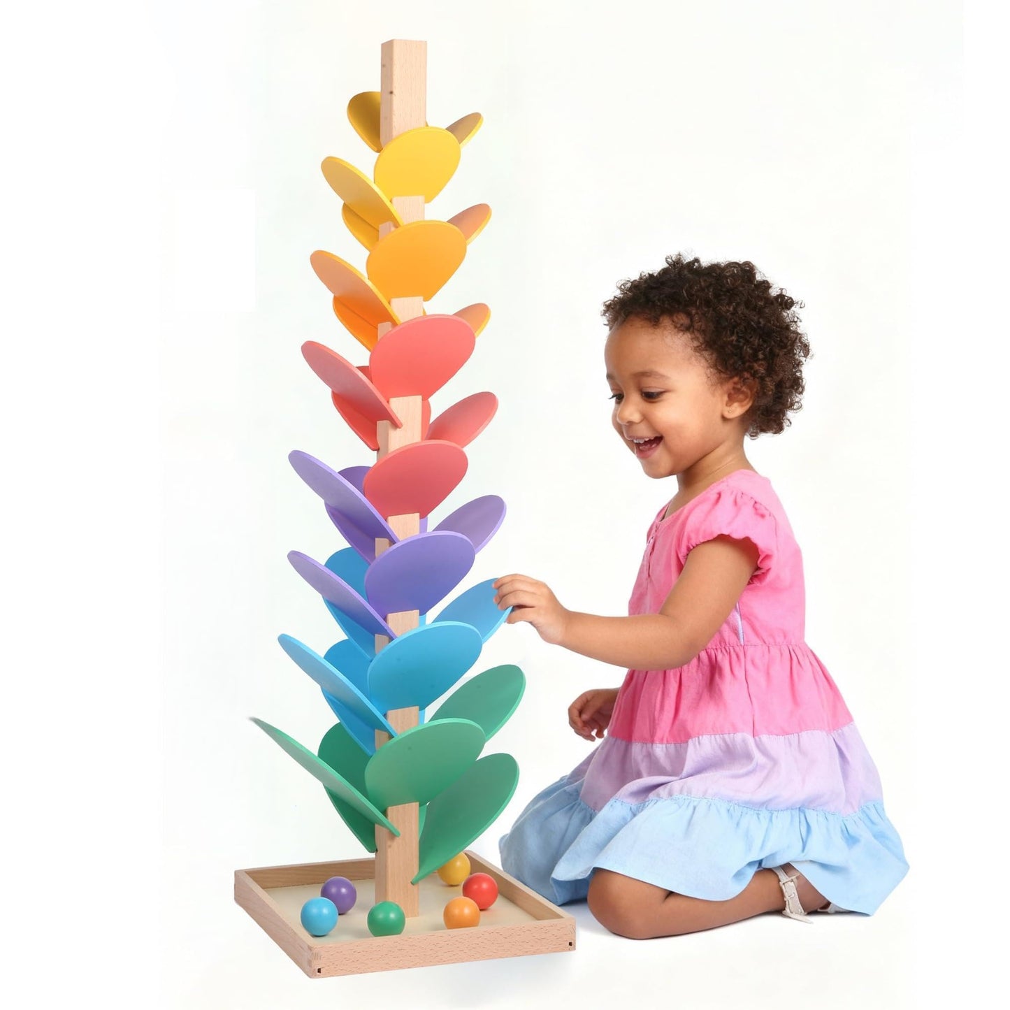Wooden Rainbow Marble Run Tree