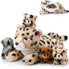 Silipull 5 Pcs Cheetah Stuffed Animals Set Large Mommy Cheetah Plush With 4 Soft Cuddly Baby Cubs In Her Tummy For Boys Girls Bi
