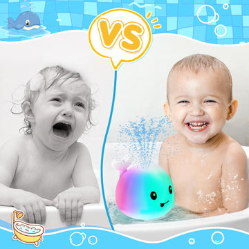 2024 Upgraded Baby Bath Toys, Rechargeable Light Up Bath Toys For Kids 1-3 Babies 6-12 12-18 Months, Whale Sprinkler Spray Water