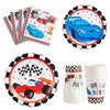 Wernnsai Racing Car Party Supplies For Boys - 64 Pcs Disposable Party Tableware Kit Includes Paper Luncheon Dinner Dessert Cake Plates Napkins Cups Birthday Party Dinnerware Serves 16 Guests