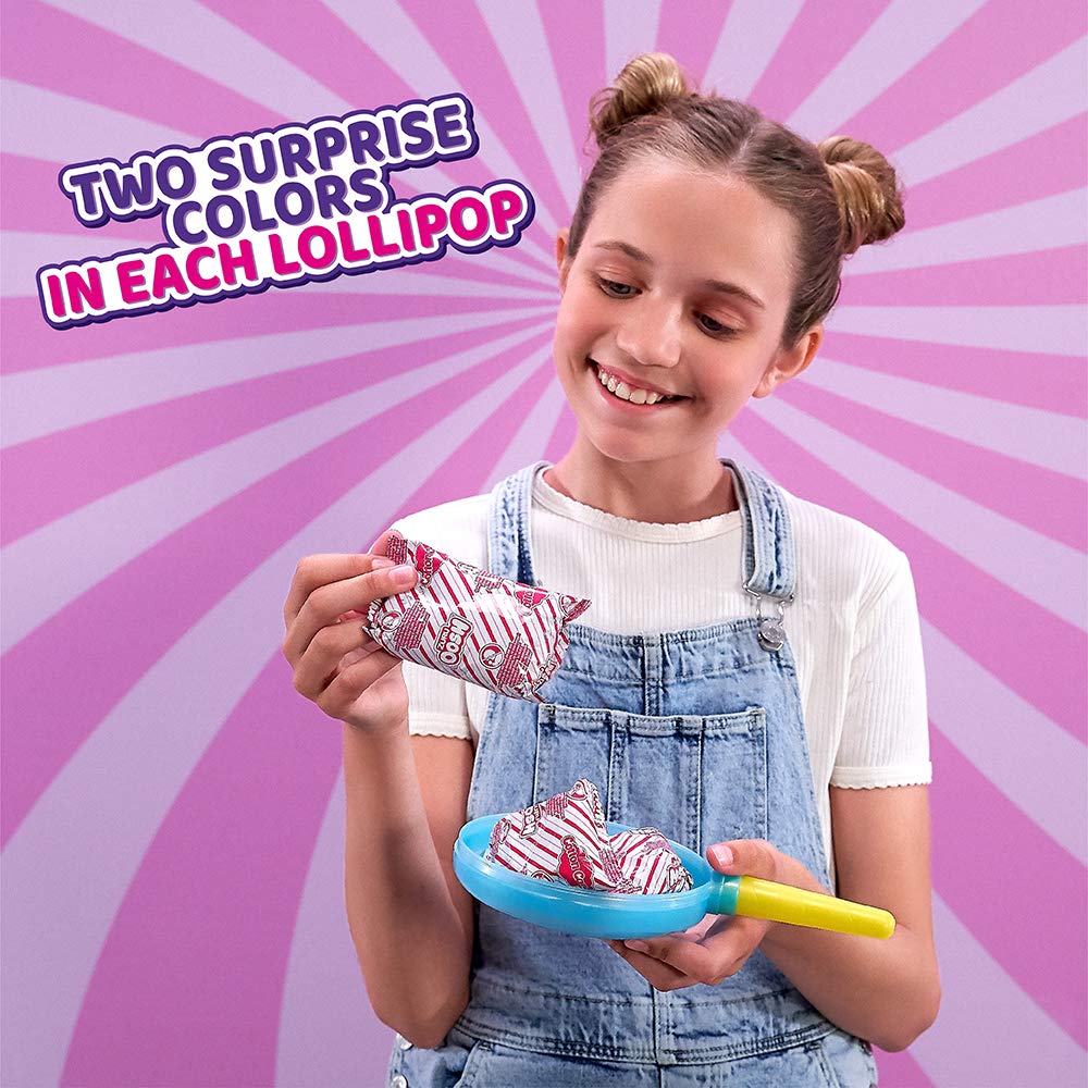 Oosh Slime Cotton Candy Color Mix Surprise By Zuru (Yellow Handle Blue Slime) Scented Fluffy, Soft And Stretchy Slime, Non-Stick Blue Lolipop And Yellow Handle