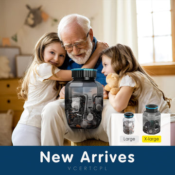 X-Large Piggy Bank For Adults Kids, Vcertcpl Digital Coin Counting Bank With Lcd Counter, 2.4L Capacity, Great Coin Counter Bank Money Counting Jar With Total Amount Displayed (Gray2, X-Large)